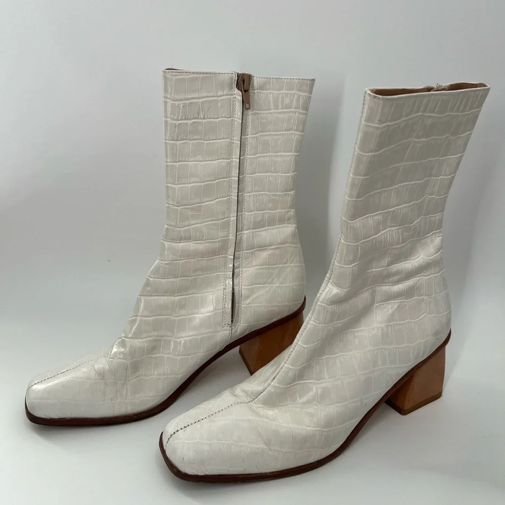 Paloma Wool Emilia Croc Embossed Leather Boots